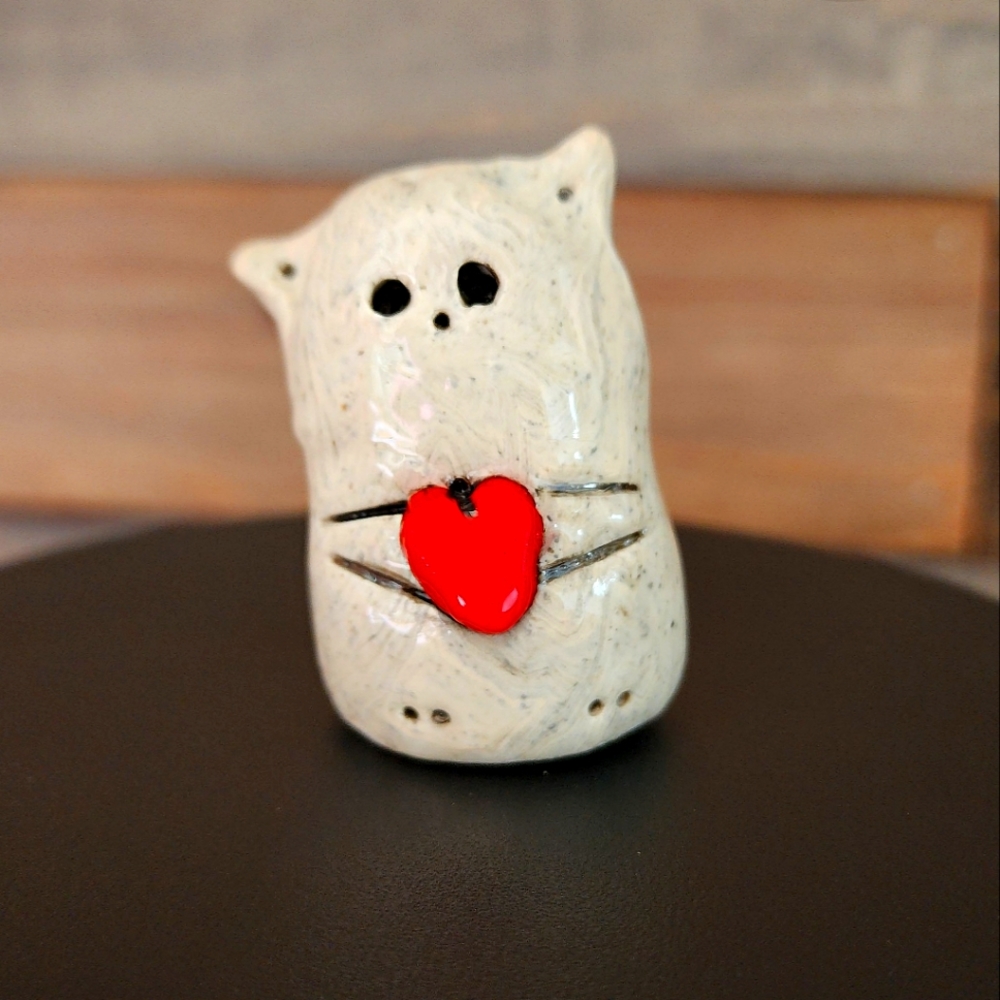 Tiny Miniature Ceramic Cat Figurines Kitten Ceramic. Dollhouse pet. Clay cat